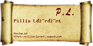Pillis Lóránt névjegykártya